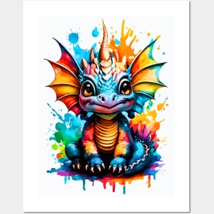 Little Dragon - Cute Baby Dragon Colourful Posters and Art